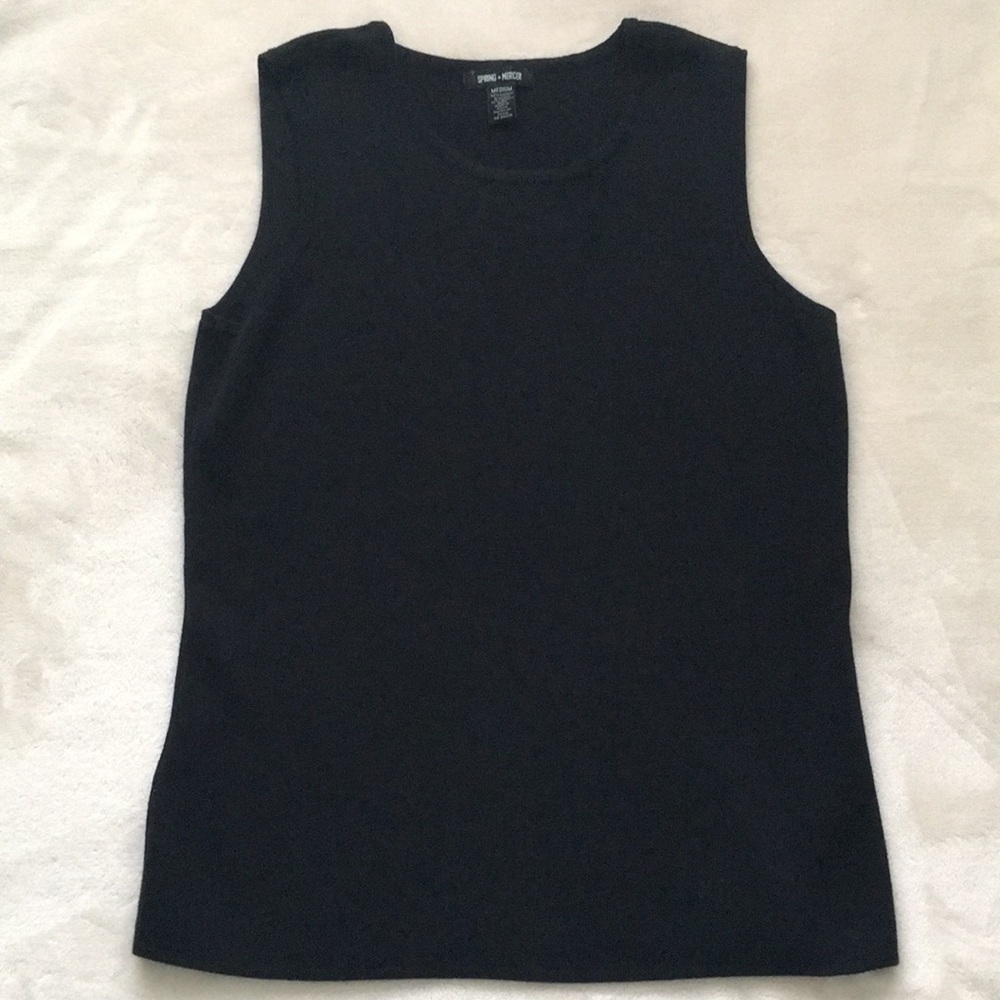 Spring & Mercer Sleeveless Black Knit Sweater